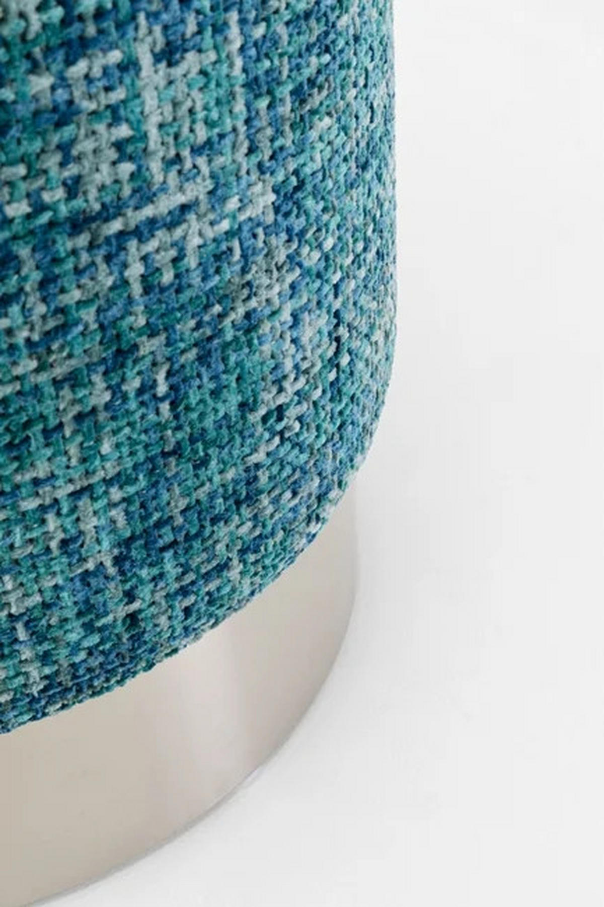 HOCKER in Textil Silberfarben, Hellblau  - Silberfarben/Hellblau, KONVENTIONELL, Textil/Metall (39/47/39cm) - Kare-Design