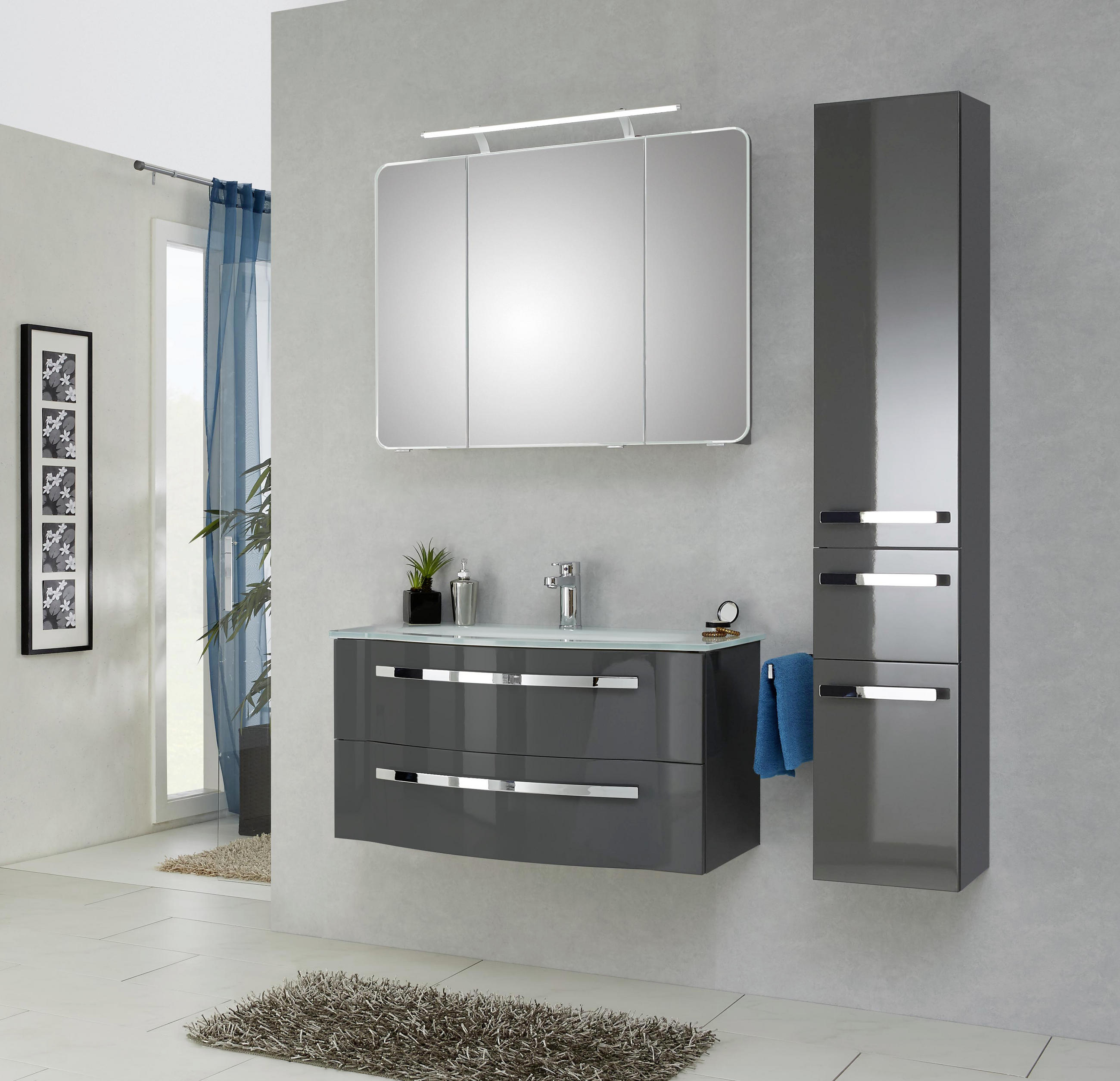 SPIEGELSCHRANK 90/72,2/17 cm  - Grau, Basics, Glas/Holzwerkstoff (90/72,2/17cm) - Xora