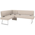 ECKBANK 137/173 cm  in Creme, Edelstahlfarben  - Edelstahlfarben/Creme, Design, Textil/Metall (137/173cm) - Dieter Knoll