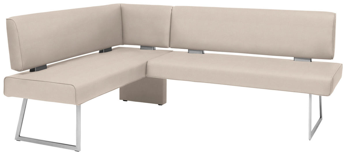 ECKBANK 137/196 cm  in Creme, Edelstahlfarben  - Edelstahlfarben/Creme, Design, Textil/Metall (137/196cm) - Dieter Knoll
