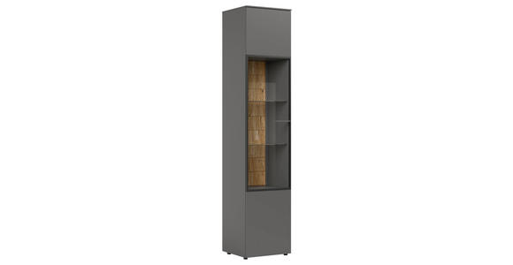 VITRINE  in massiv Eiche Grau, Eichefarben - Eichefarben/Grau, Design, Glas/Holz (45/215/42cm) - Moderano