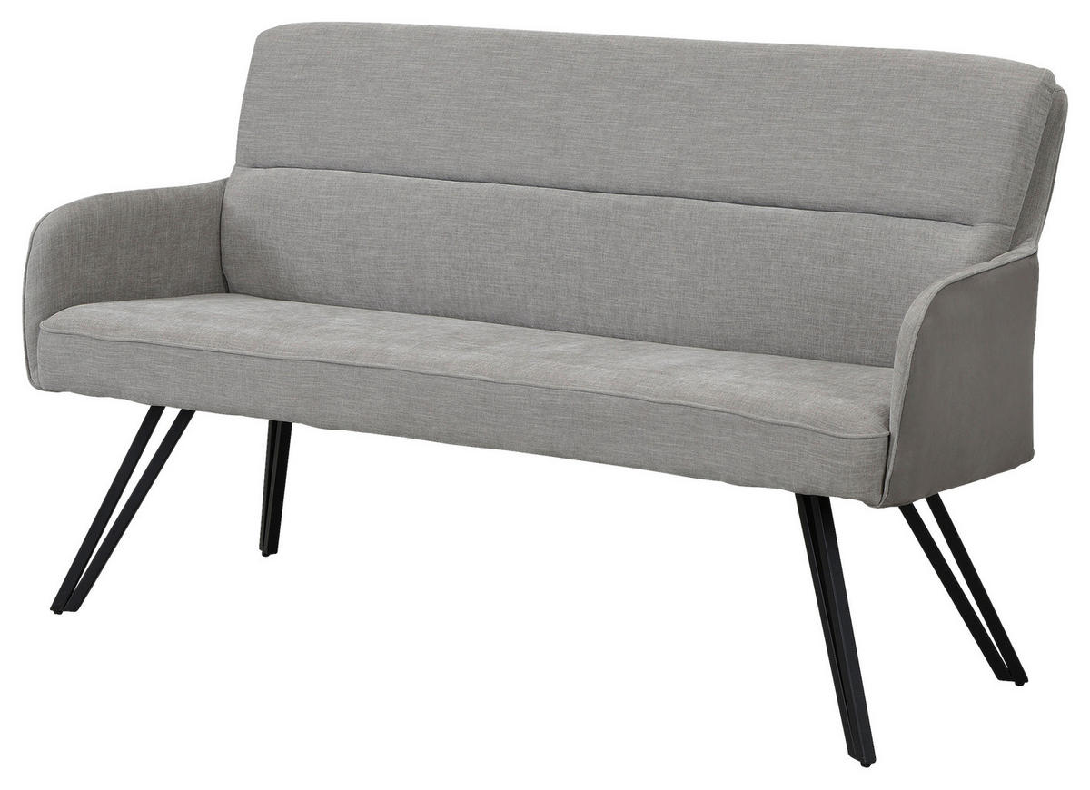 SITZBANK - Hellgrau/Schwarz, MODERN, Textil/Metall (140/94/67cm) - MID.YOU