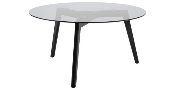 COUCHTISCH Eiche massiv Rauchglas 90/90/45 cm rund Grau, Schwarz - Schwarz/Grau, Design, Glas/Holz (90/90/45cm) - Carryhome