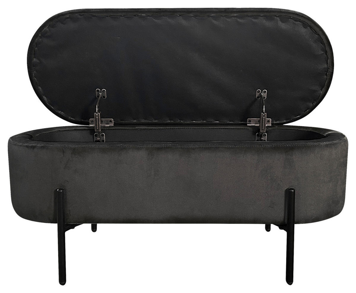 SITZBANK 95/42/37,5 cm Samt Schwarz  - Schwarz, Design, Textil/Metall (95/42/37,5cm) - MID.YOU