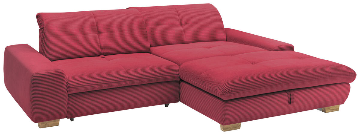 ECKSOFA Beere Cord  - Eichefarben/Beere, Design, Holz/Textil (276/198cm) - SetOne by Musterring