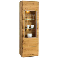 VITRINE in massiv Eiche Eichefarben  - Champagner/Eichefarben, KONVENTIONELL, Glas/Holz (62/201/39cm) - Linea Natura