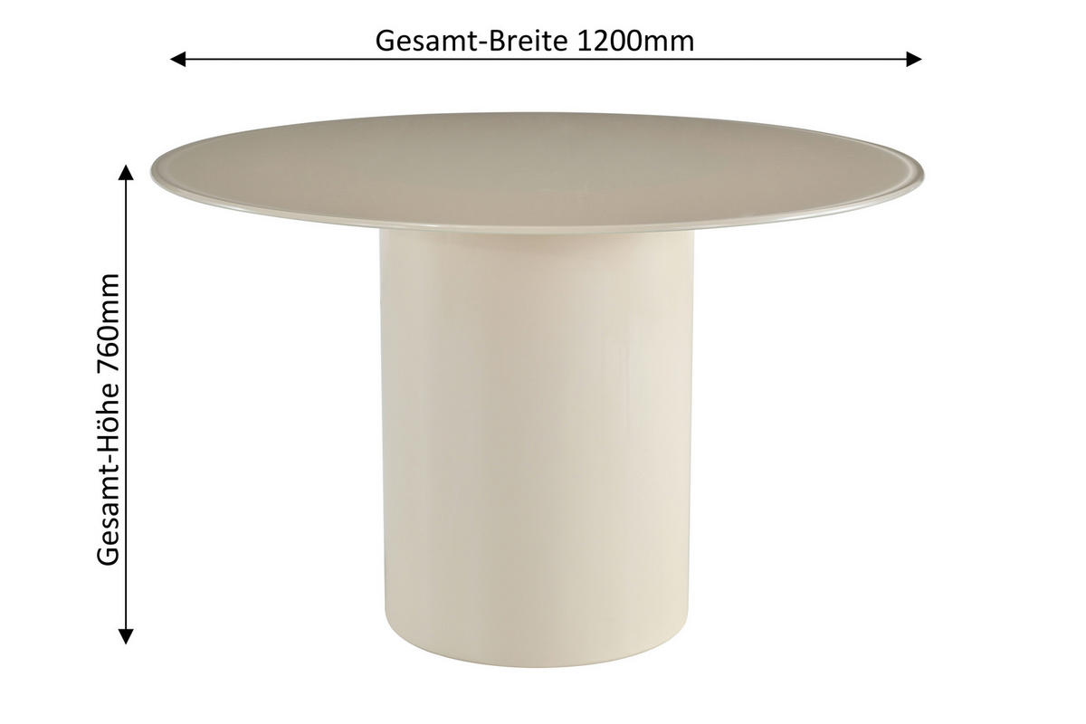 ESSTISCH Nachbildung  Glas, Holzwerkstoff rund Beige  - Beige, MODERN, Glas/Holzwerkstoff (120/75cm) - MID.YOU