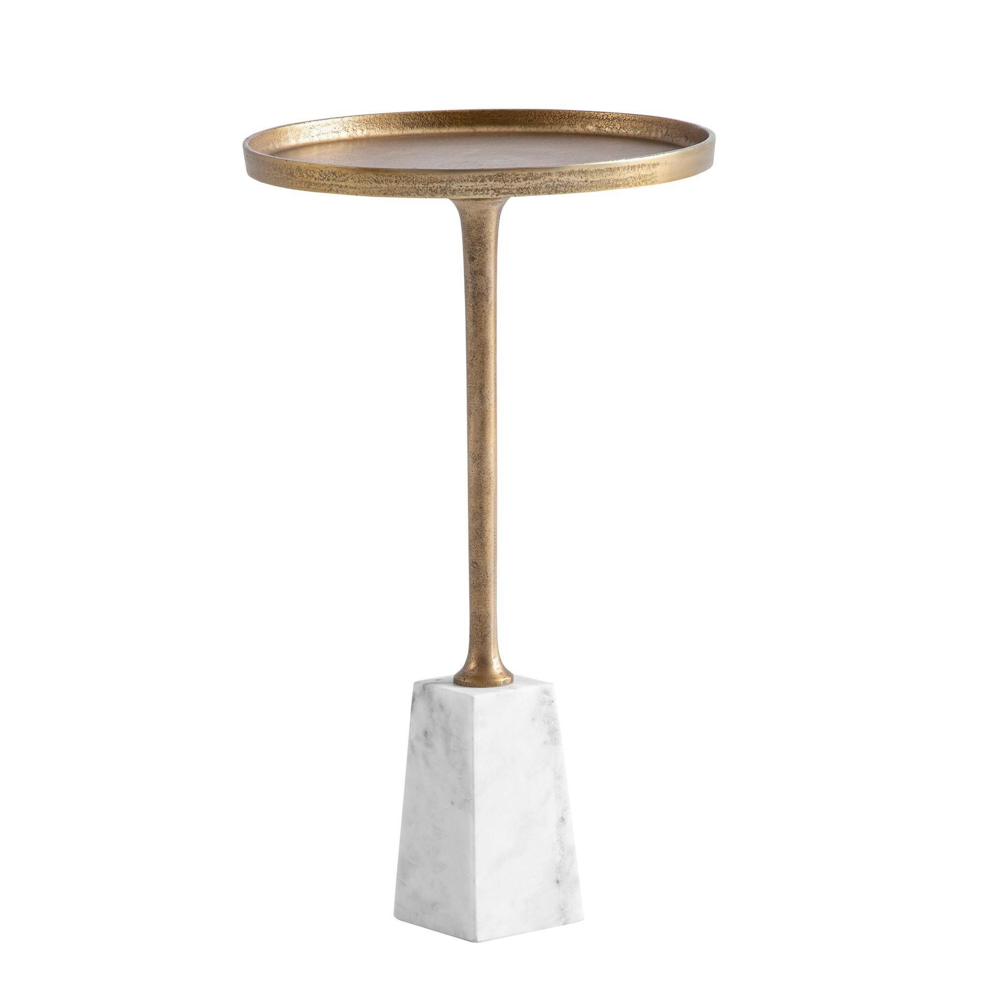 SIDOBORD i metall 34/34/58 cm  - vit/guldfärgad, Design, metall/sten (34/34/58cm) - Livetastic