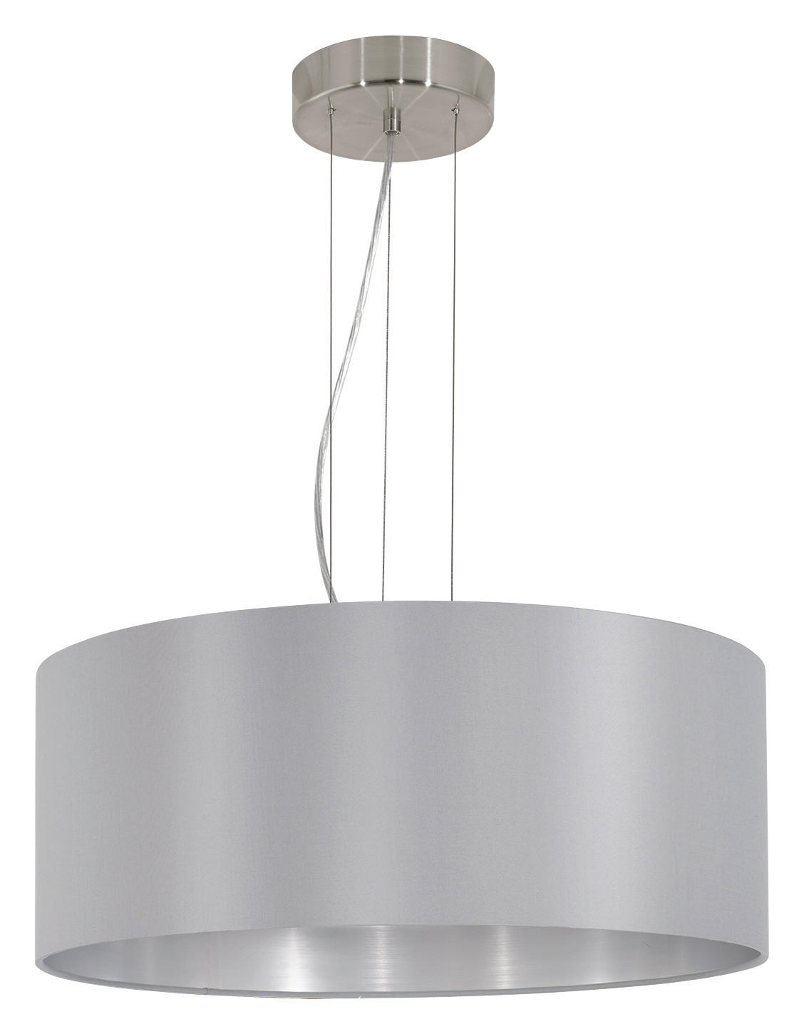 HÄNGELEUCHTE 53/110 cm  - Silberfarben/Grau, Design, Textil/Metall (53/110cm) - Eglo