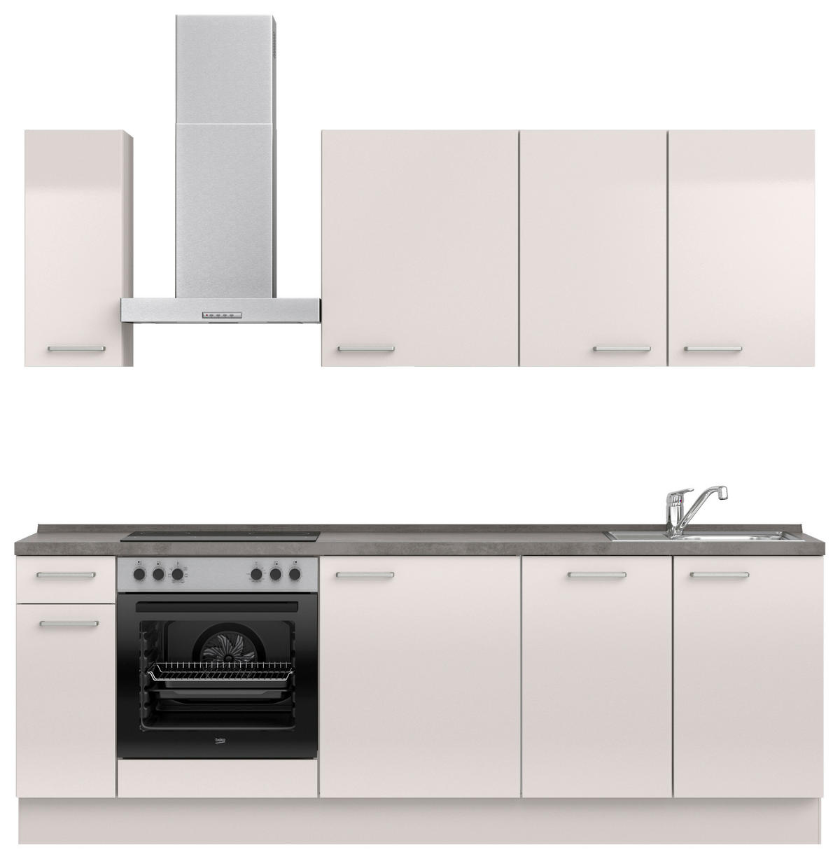 KÜCHENBLOCK Flash 240 cm  in Schieferfarben, Seidengrau  - Schieferfarben/Edelstahlfarben, MODERN, Holzwerkstoff/Metall (240cm) - Nobilia