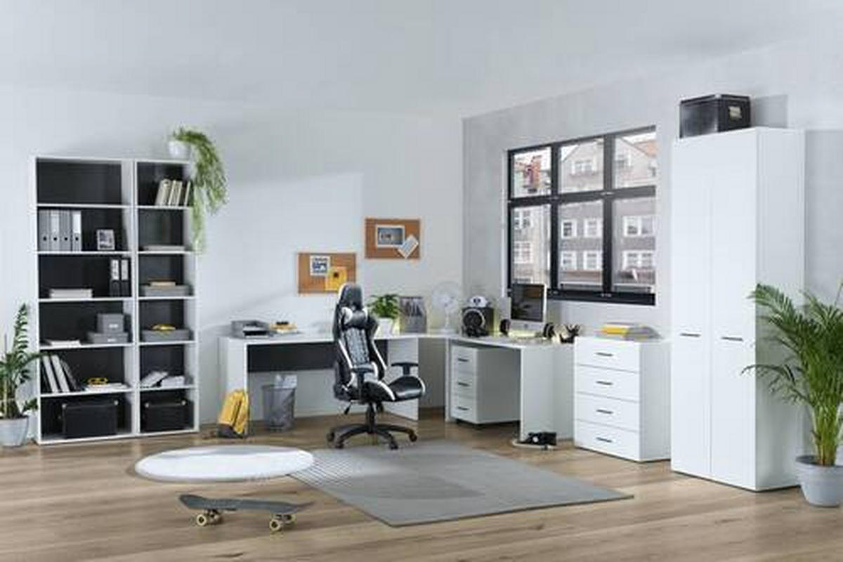 SKRINKA NA DOKUMENTY, antracitová, biela, biela s vysokým leskom, 75/185,6/41,6 cm - biela/biela s vysokým leskom, Basics, kompozitné drevo (75/185,6/41,6cm) - Hom`in