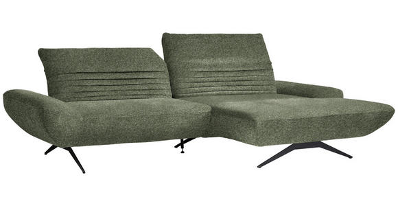 ECKSOFA  in Bouclé Grün  280/170-195 cm  - Schwarz/Grün, Design, Textil/Metall (280/170-195cm) - Dieter Knoll