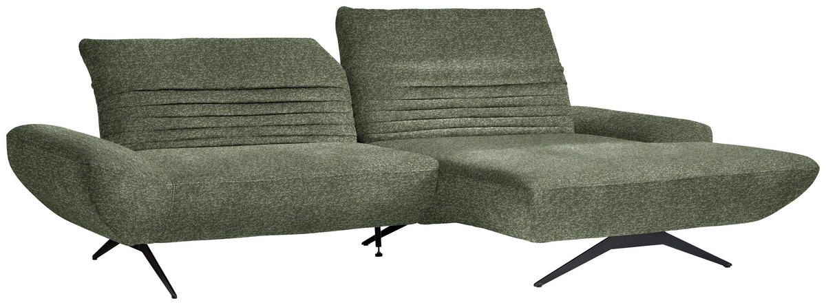 ECKSOFA  in Bouclé Grün  280/170-195 cm  - Schwarz/Grün, Design, Textil/Metall (280/170-195cm) - Dieter Knoll