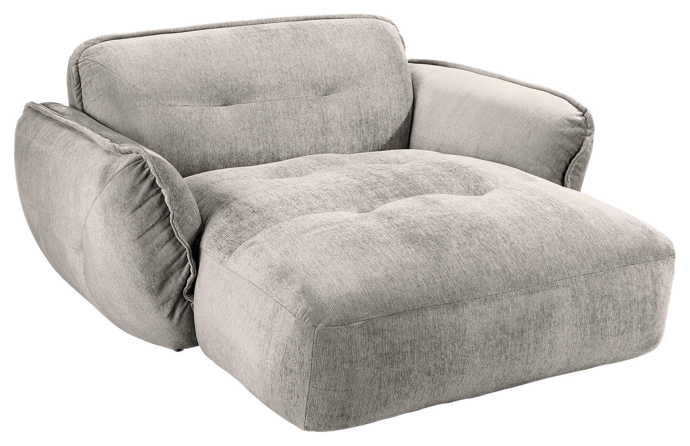 XXL-SESSEL in Chenille Silberfarben  - Silberfarben/Schwarz, Modern, Kunststoff/Textil (182/87/184cm) - Trendmanufaktur