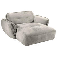 XXL-SESSEL in Chenille Silberfarben  - Silberfarben/Schwarz, Modern, Kunststoff/Textil (182/87/184cm) - Trendmanufaktur