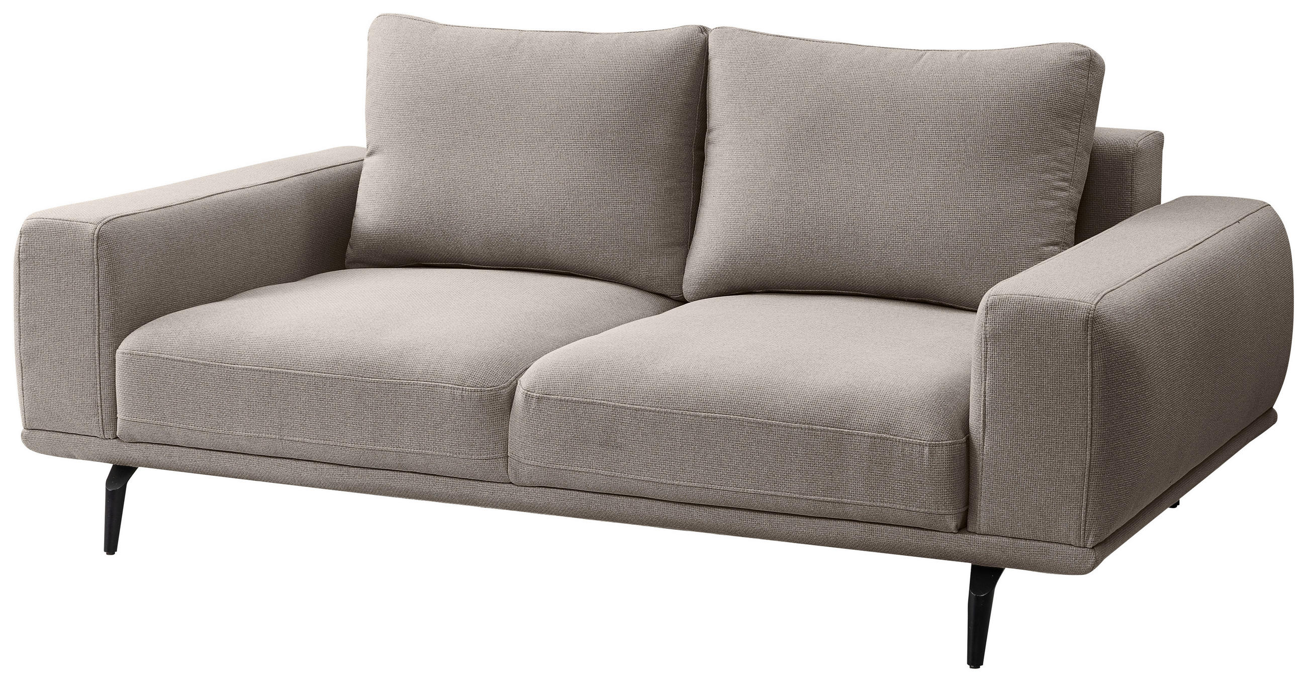 2-SITZER-SOFA Webstoff Hellbraun  - Hellbraun/Schwarz, MODERN, Textil/Metall (202/89/115cm) - MID.YOU