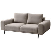 2-SITZER-SOFA Webstoff Hellbraun  - Hellbraun/Schwarz, MODERN, Textil/Metall (202/89/115cm) - MID.YOU