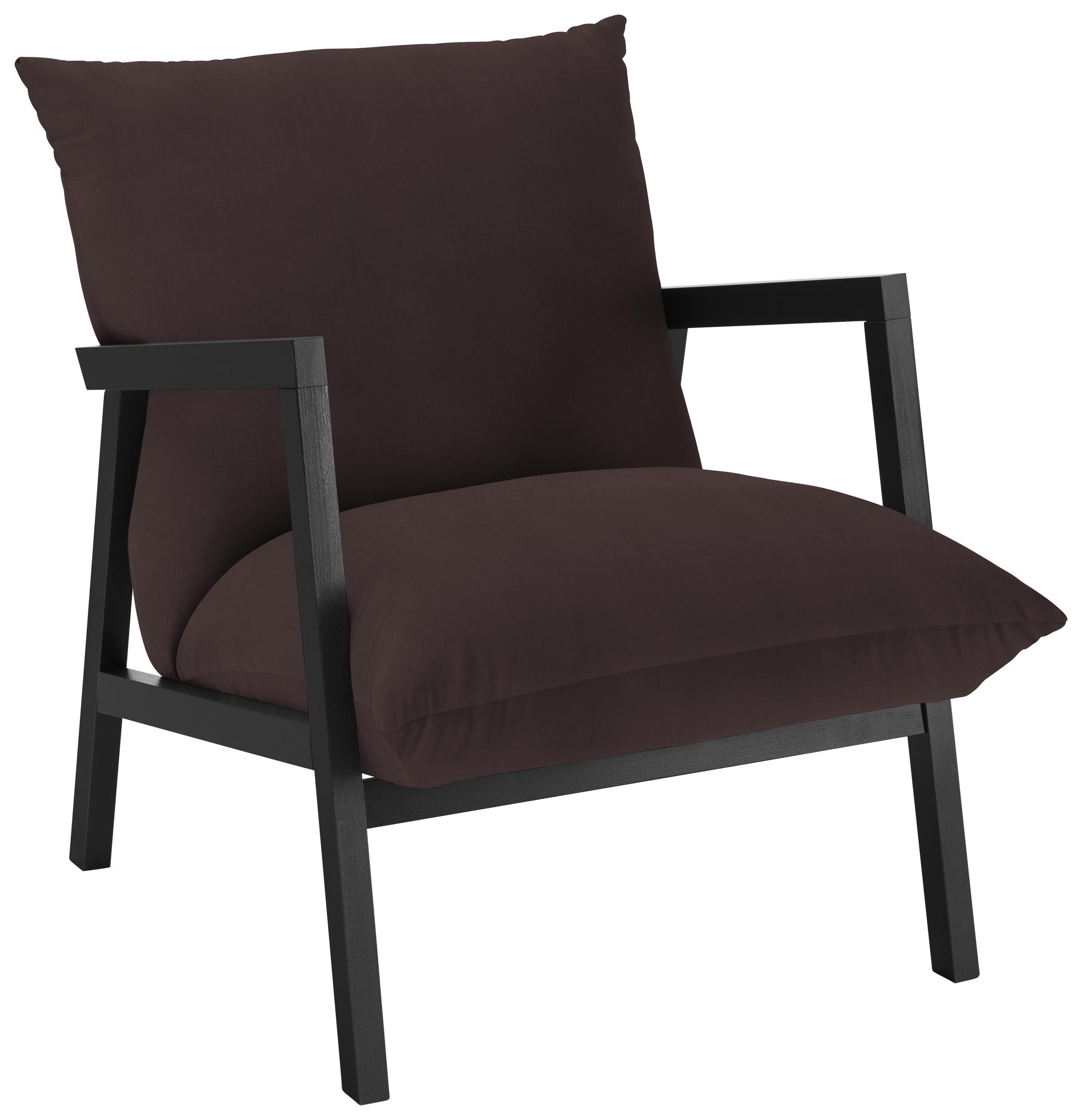 Sessel in Holz, Textil Wengefarben, Dunkelbraun