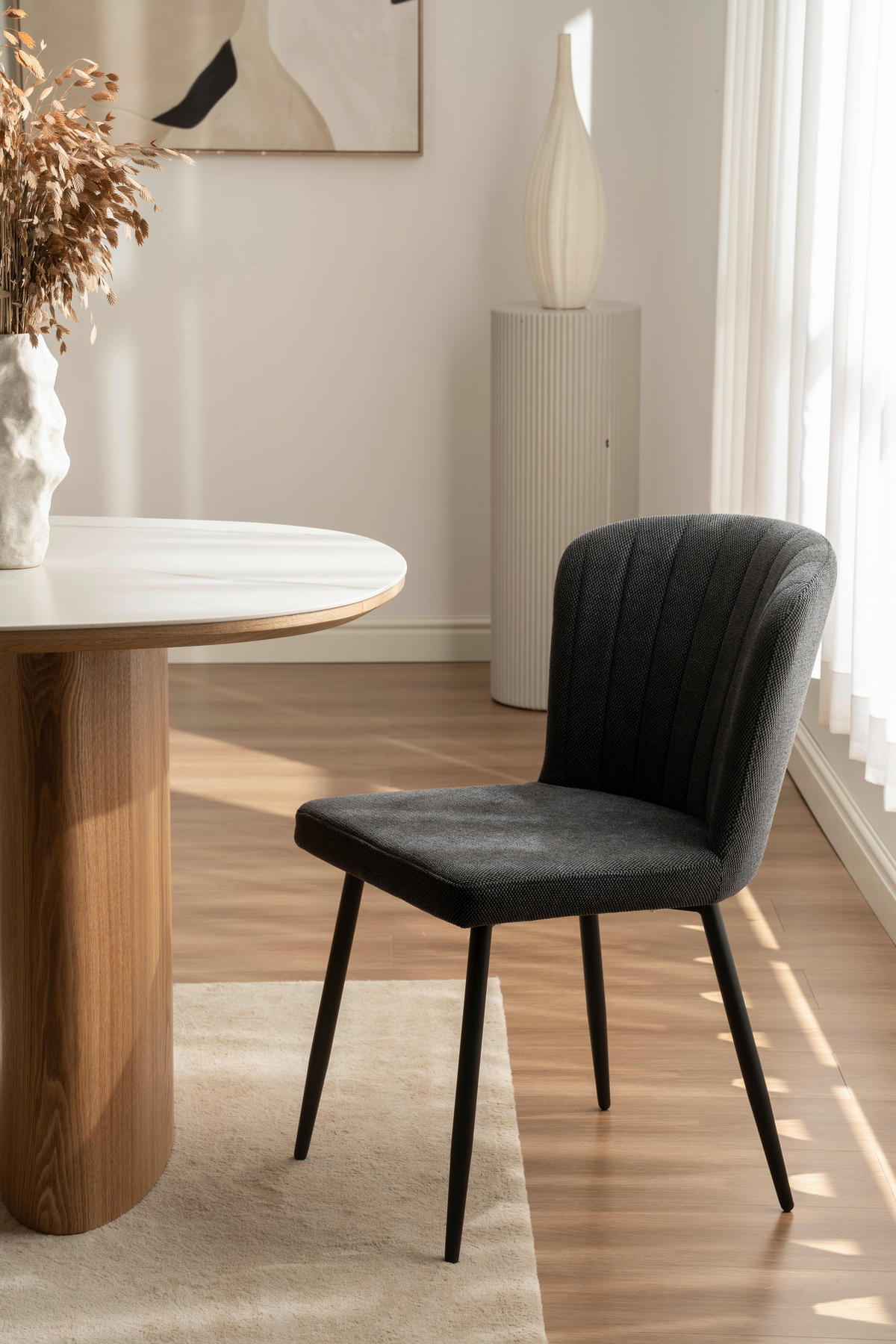 VIERFUßSTUHL - Schwarz, KONVENTIONELL, Holz/Textil (52/82/60cm) - P & B