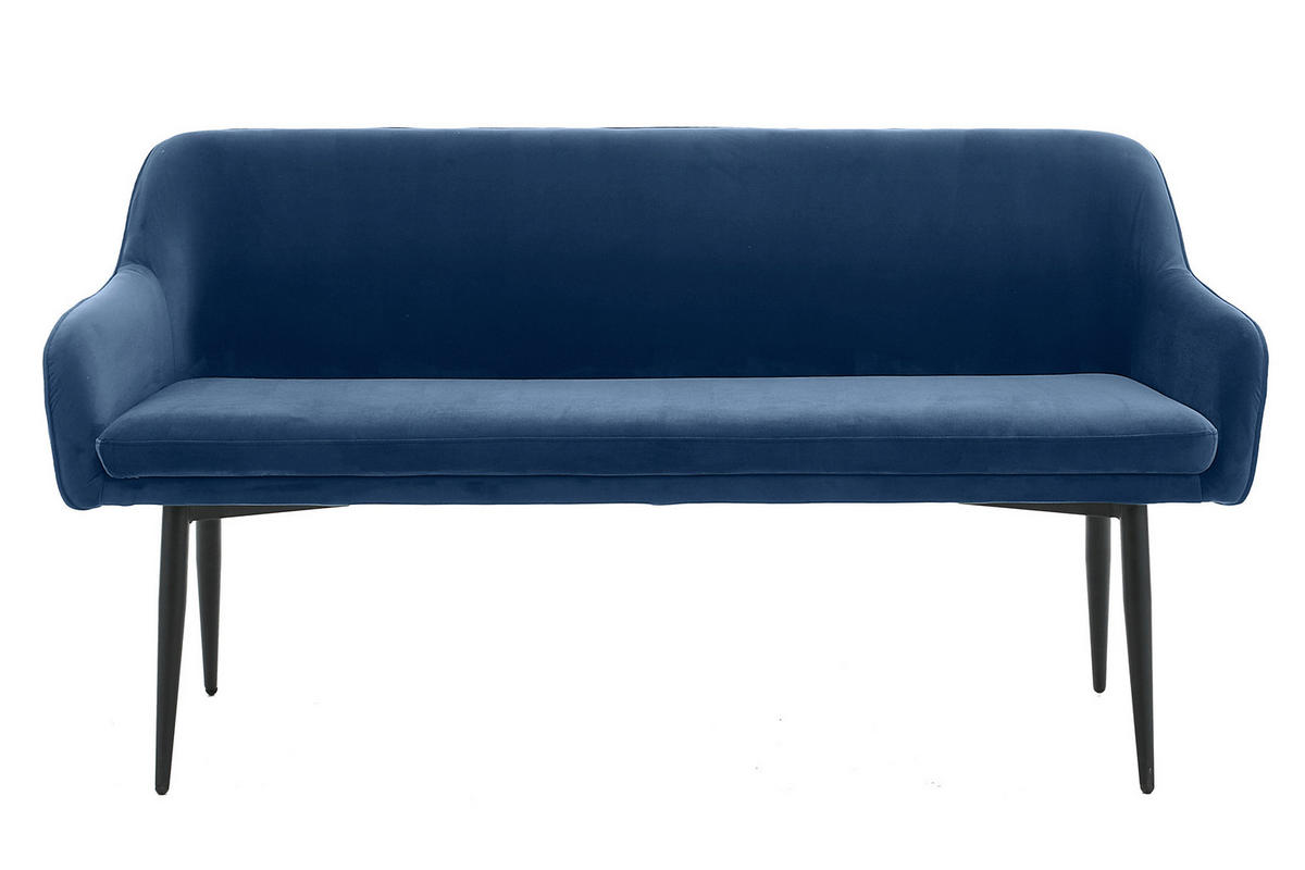 SITZBANK 160/85/61 cm Samt Blau Metall  - Blau/Schwarz, MODERN, Textil/Metall (160/85/61cm) - Livetastic