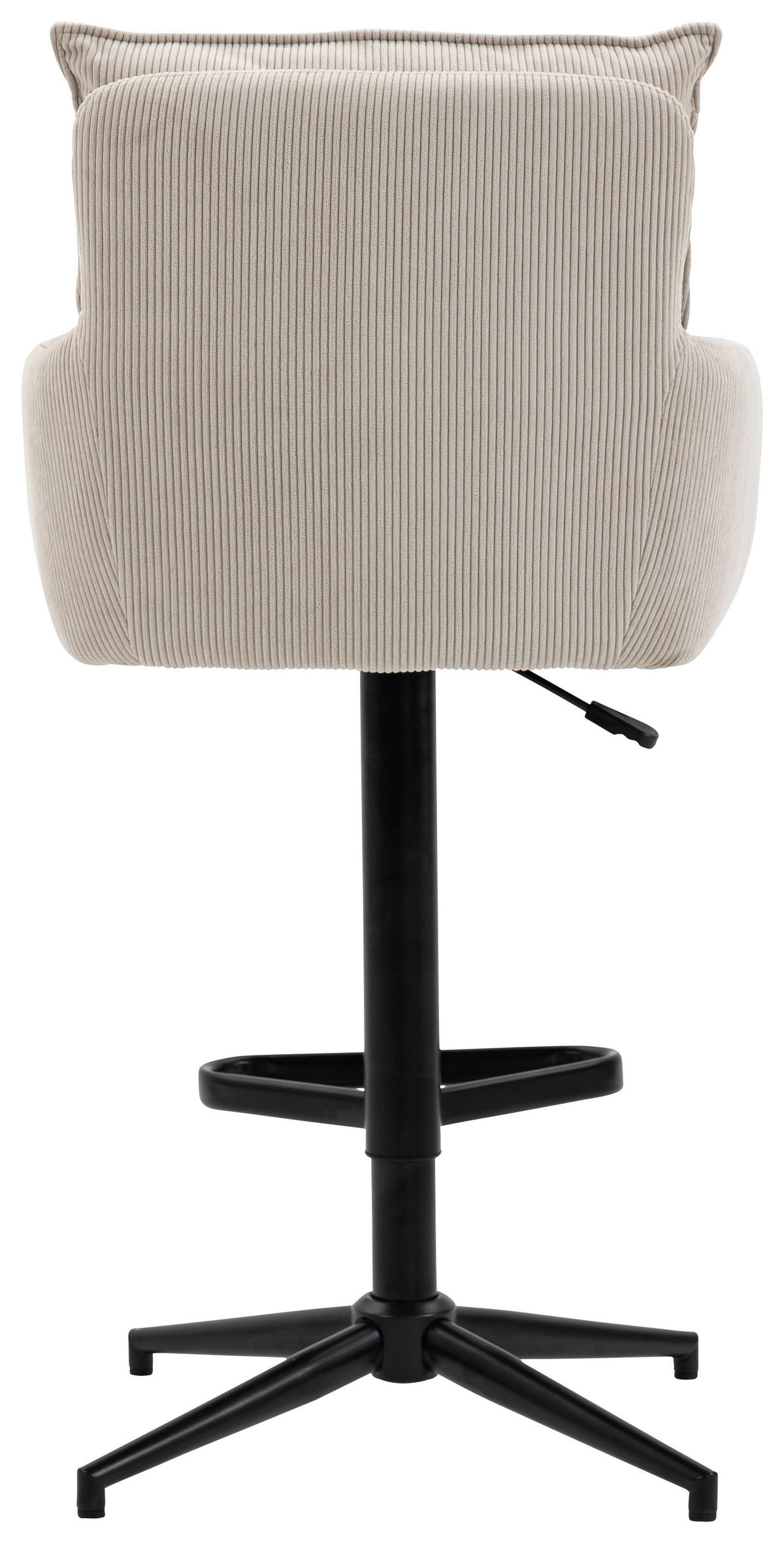 BARHOCKER Cord Beige Eisen Sitzfläche 360° drehbar, Stoffauswahl, inklusive Armlehnen  - Beige/Schwarz, Design, Textil/Metall (54/98-120/58cm) - Novel