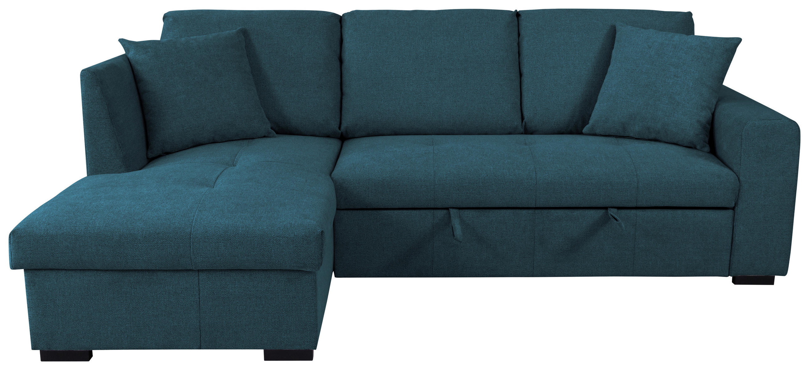ECKSOFA LUKAS Blau Struktur Zierkissen, Bettkasten  - Blau, Trend, Textil (158/239cm) - P & B