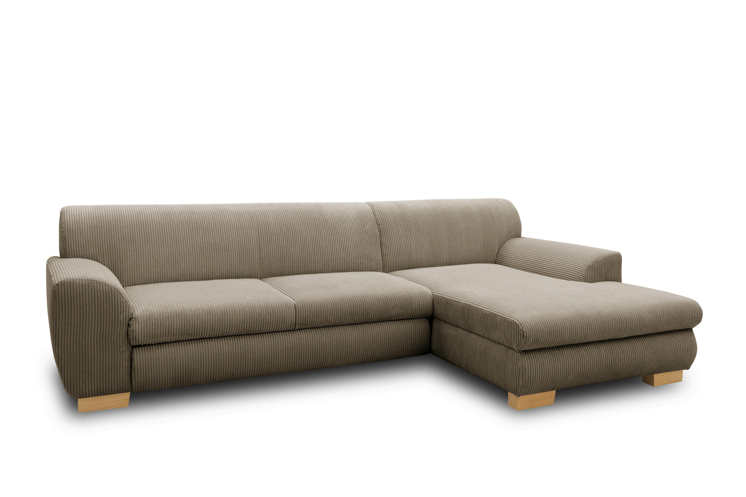 ECKSCHLAFSOFA NIKA Schlammfarben Webstoff  - Schlammfarben/Silberfarben, Basics, Holz/Textil (277/156cm) - MID.YOU