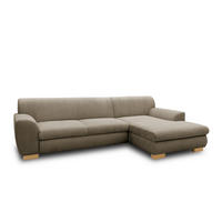ECKSCHLAFSOFA NIKA Schlammfarben Webstoff  - Schlammfarben/Silberfarben, Basics, Holz/Textil (277/156cm) - MID.YOU