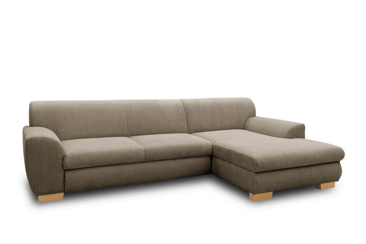ECKSCHLAFSOFA NIKA Schlammfarben Webstoff  - Schlammfarben/Silberfarben, Basics, Holz/Textil (277/156cm) - MID.YOU
