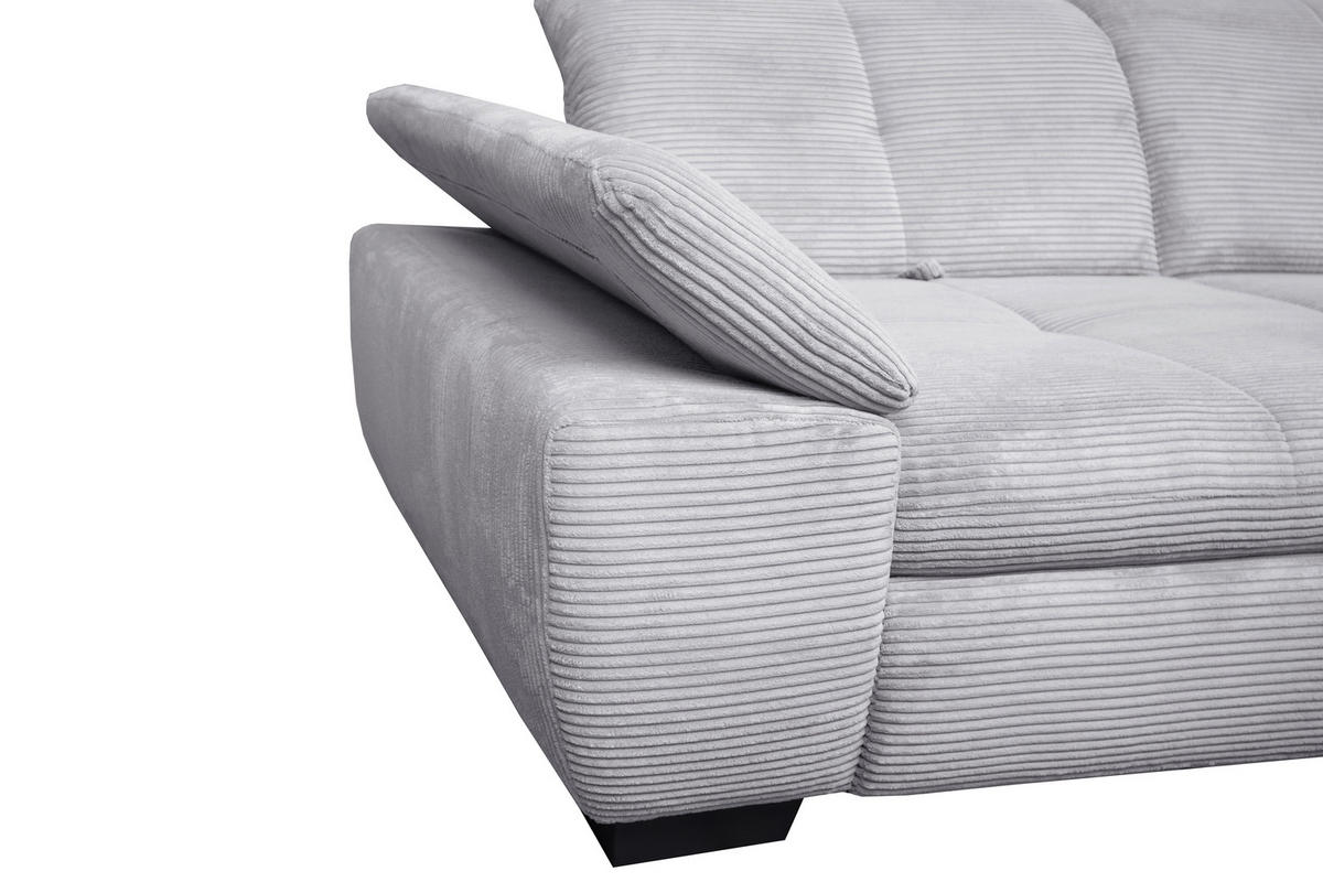 ECKSOFA in Cord Hellgrau  242/313 cm  - Hellgrau/Schwarz, Design, Textil/Metall (242/313cm) - Xora