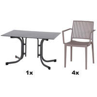 GARTENGARNITUR 5-teilig Stahl  - Taupe/Anthrazit, Basics, Kunststoff/Metall (80/80/120cm) - Siena Garden