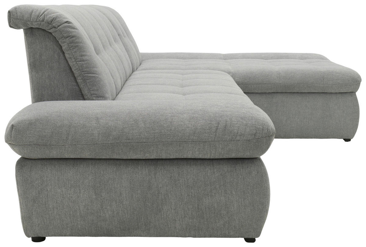 ECKSOFA Grau Mikrofaser  - Chromfarben/Grau, KONVENTIONELL, Textil/Metall (300/172cm) - MID.YOU
