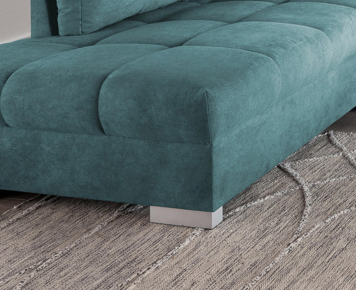 ECKSCHLAFSOFA in Petrol Textil   - Silberfarben/Petrol, Design, Holz/Textil (202/298cm) - MID.YOU