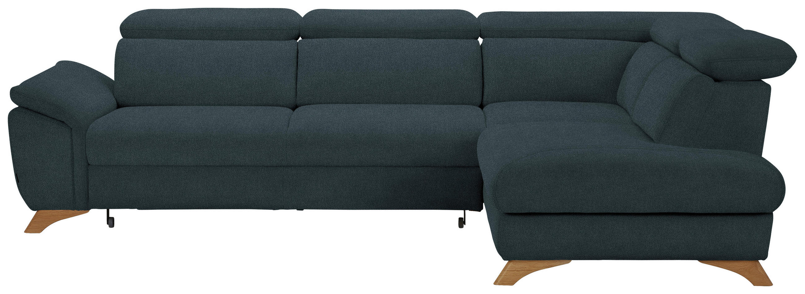 ECKSOFA in Flachgewebe Blau  - Blau/Eichefarben, Modern, Holz/Textil (287/212cm) - Valnatura