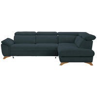 ECKSOFA in Flachgewebe Blau  - Blau/Eichefarben, Modern, Holz/Textil (287/212cm) - Valnatura