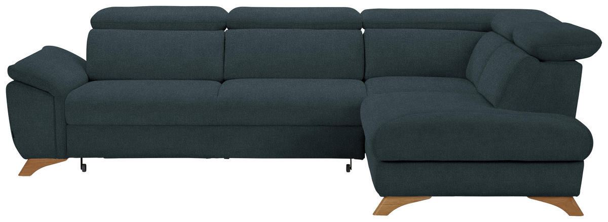 ECKSOFA in Flachgewebe Blau  - Blau/Eichefarben, Modern, Holz/Textil (287/212cm) - Valnatura