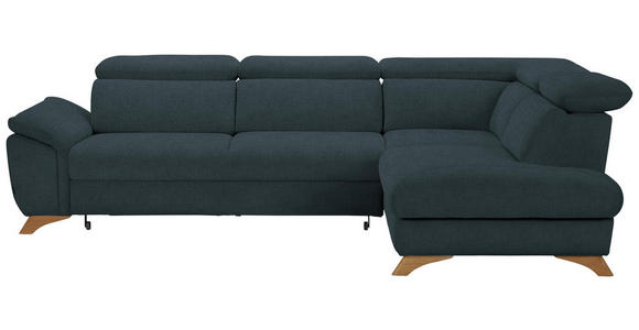 ECKSOFA in Flachgewebe Blau  - Blau/Eichefarben, MODERN, Holz/Textil (287/212cm) - Valnatura