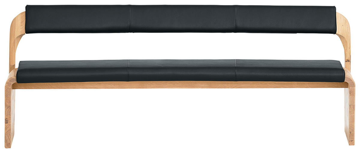 SITZBANK 227/84/70 cm  in Eichefarben, Blaugrau  - Eichefarben/Blaugrau, Natur, Leder/Holz (227/84/70cm) - Voglauer