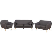 SEDEŽNA GARNITURA, videz platna temno siva  - temno siva/naravne barve, Moderno, tekstil/les (178.5/83/79cm) - P & B