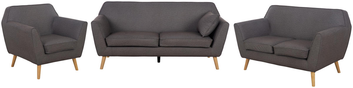 SEDEŽNA GARNITURA, videz platna temno siva  - temno siva/naravne barve, Moderno, tekstil/les (178.5/83/79cm) - P & B