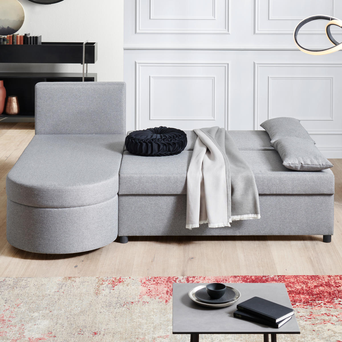 ECKSOFA in Webstoff Grau, Dunkelgrau  - Dunkelgrau/Anthrazit, Konventionell, Kunststoff/Textil (159/196cm) - Ti'me