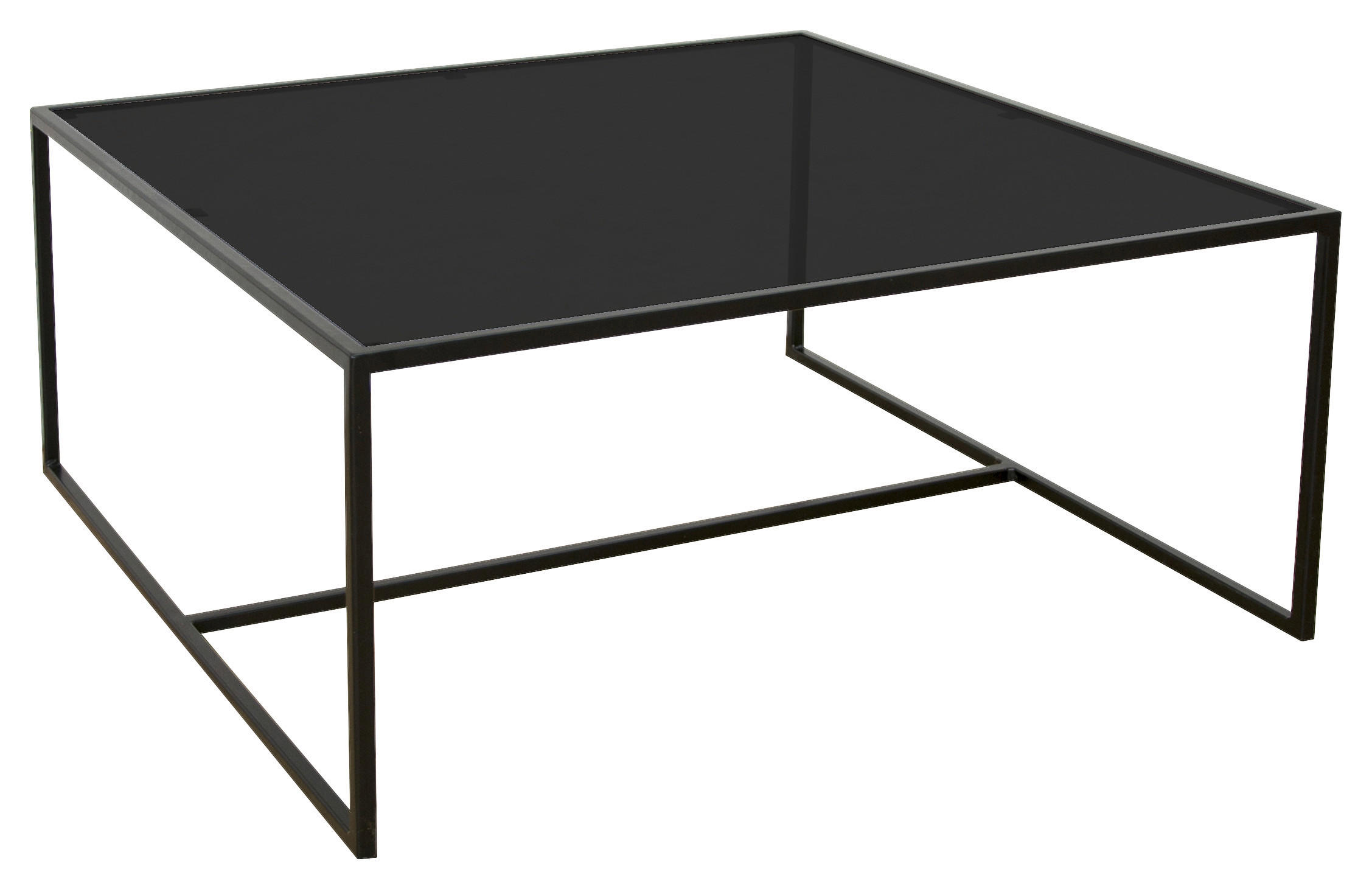 COUCHTISCH in Metall, Glas 80/80/36 cm - Schwarz, Design, Glas/Metall (80/80/36cm) - Novel