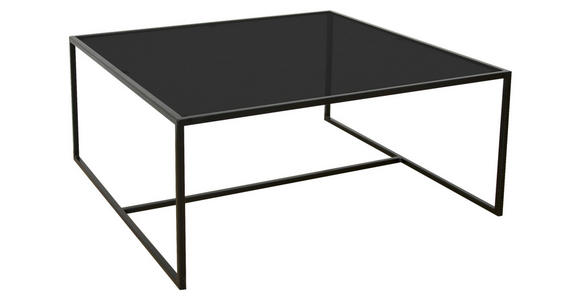 COUCHTISCH in Metall, Glas 80/80/36 cm  - Schwarz, Design, Glas/Metall (80/80/36cm) - Novel