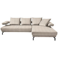 ECKSOFA in Mikrofaser Creme  305/224 cm  - Creme/Schwarz, Design, Textil/Metall (305/224cm) - Dieter Knoll