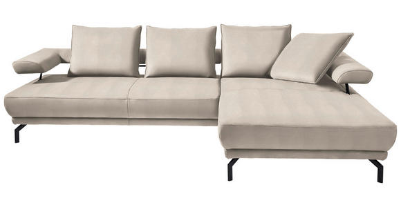 ECKSOFA in Mikrofaser Creme 305/224 cm - Creme/Schwarz, Design, Textil/Metall (305/224cm) - Dieter Knoll