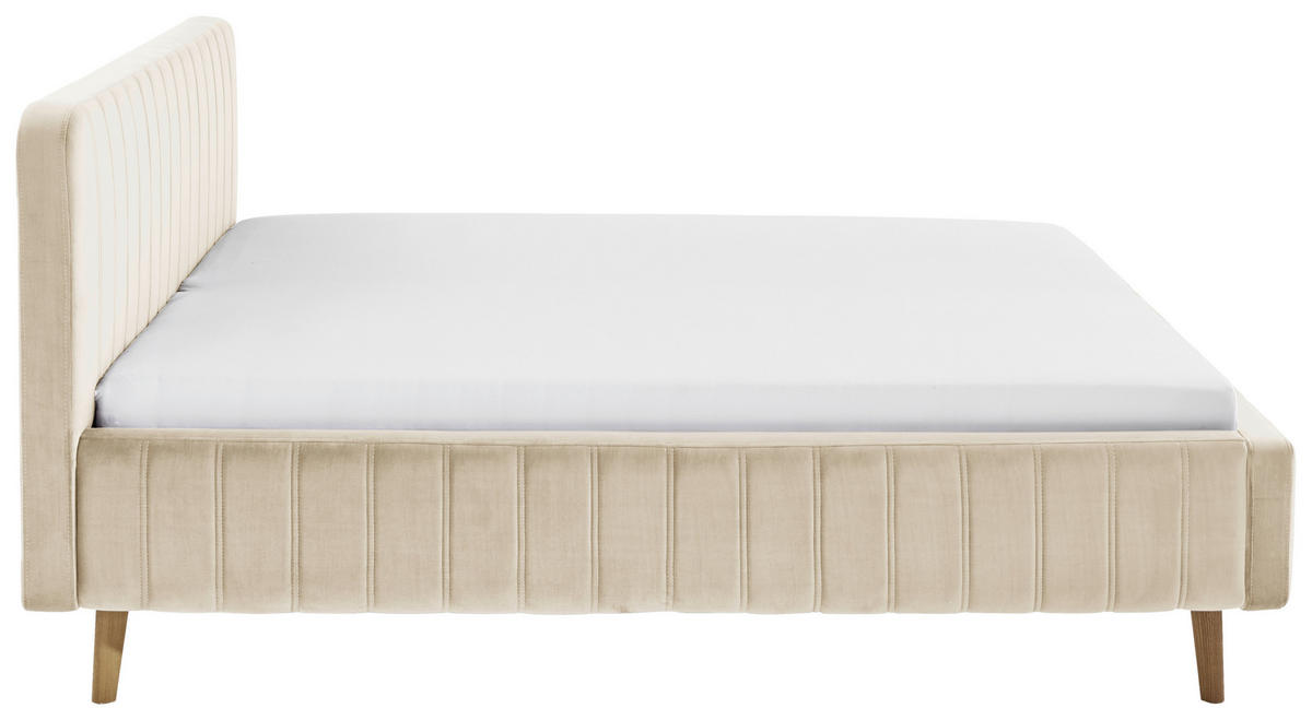 POLSTERBETT 180/200 cm,  in Beige,  - Eichefarben/Beige, MODERN, Holz/Textil (180/200cm) - Xora