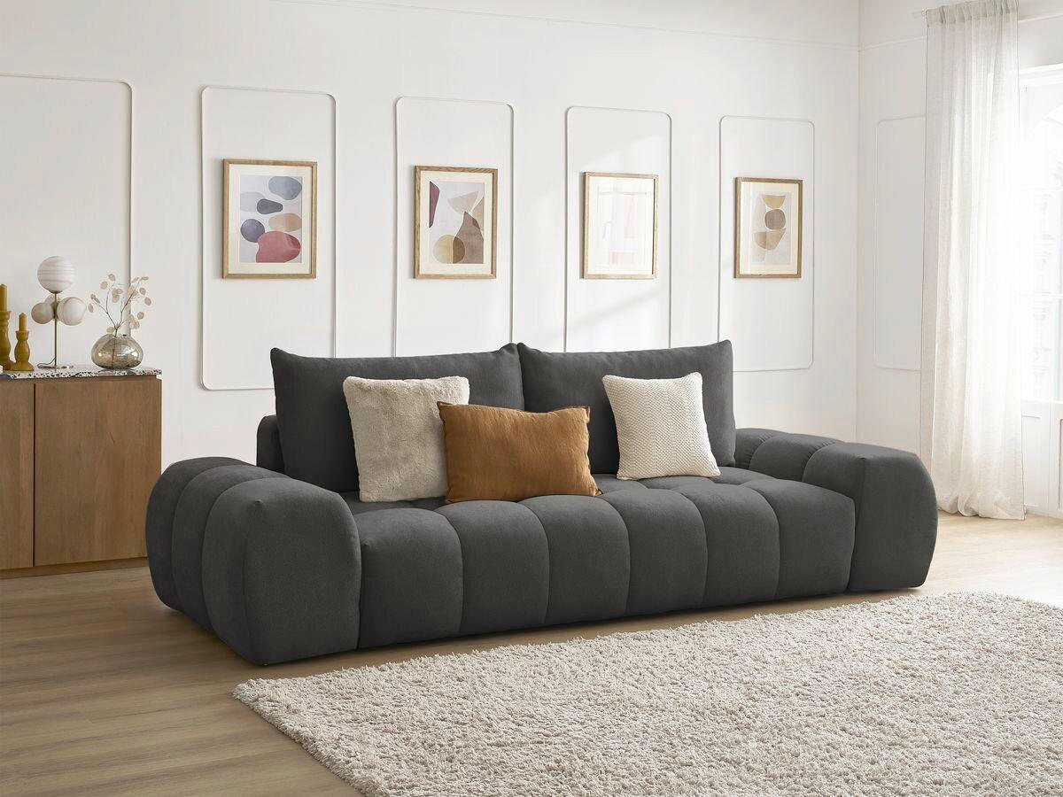 3-SITZER-SOFA EVEREST Struktur Schwarz  - Schwarz, MODERN, Kunststoff/Textil (278/90/115cm)
