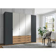 KLEIDERSCHRANK  in Graphitfarben, Eiche Artisan  - Schwarz/Graphitfarben, Design, Glas/Holzwerkstoff (225/208/58cm) - Carryhome