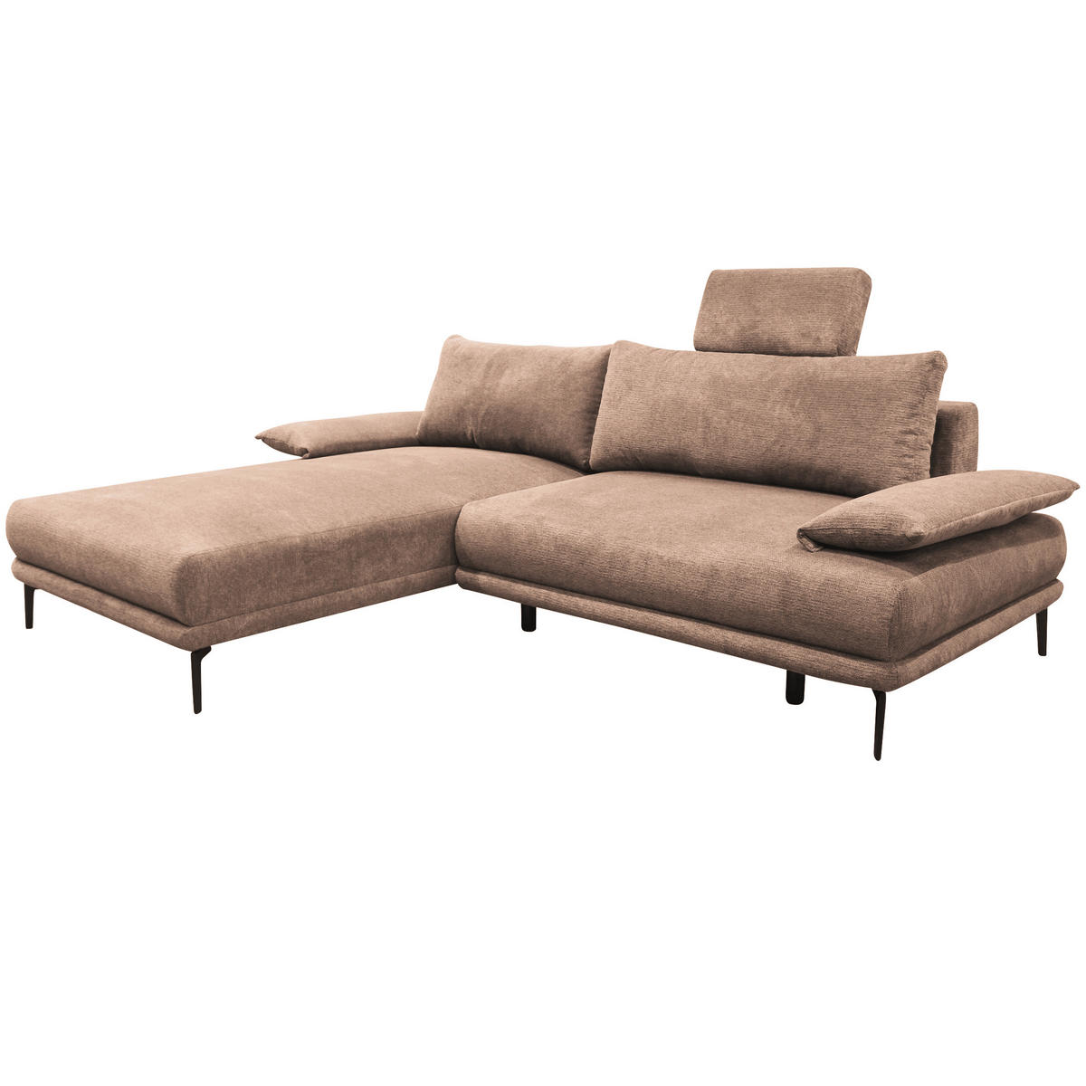 ECKSOFA Beige Webstoff  - Beige/Schwarz, Design, Textil/Metall (192/260cm) - MID.YOU