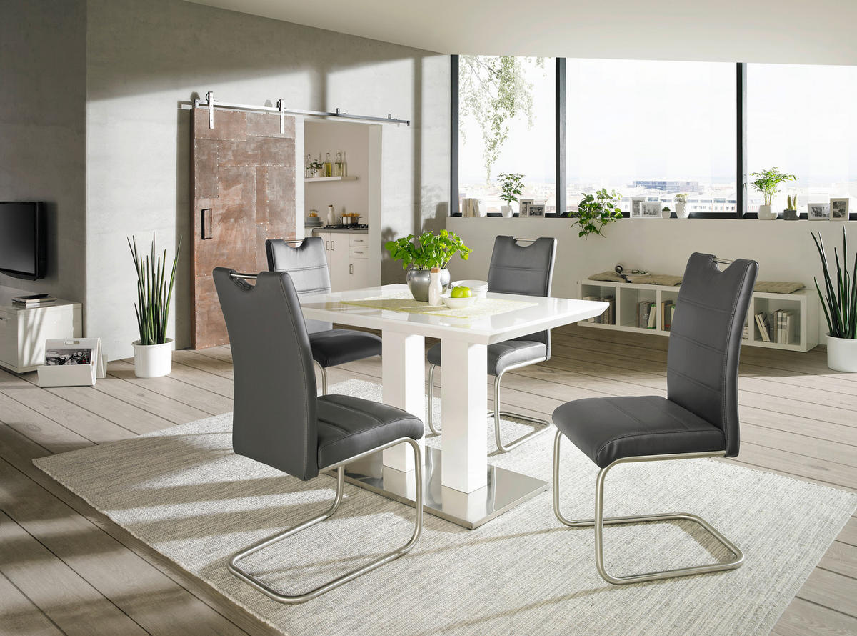 MASĂ din metal, material pe bază de lemn 120/80/76 cm   - alb/culoare inox, Design, metal/material pe bază de lemn (120/80/76cm) - Xora